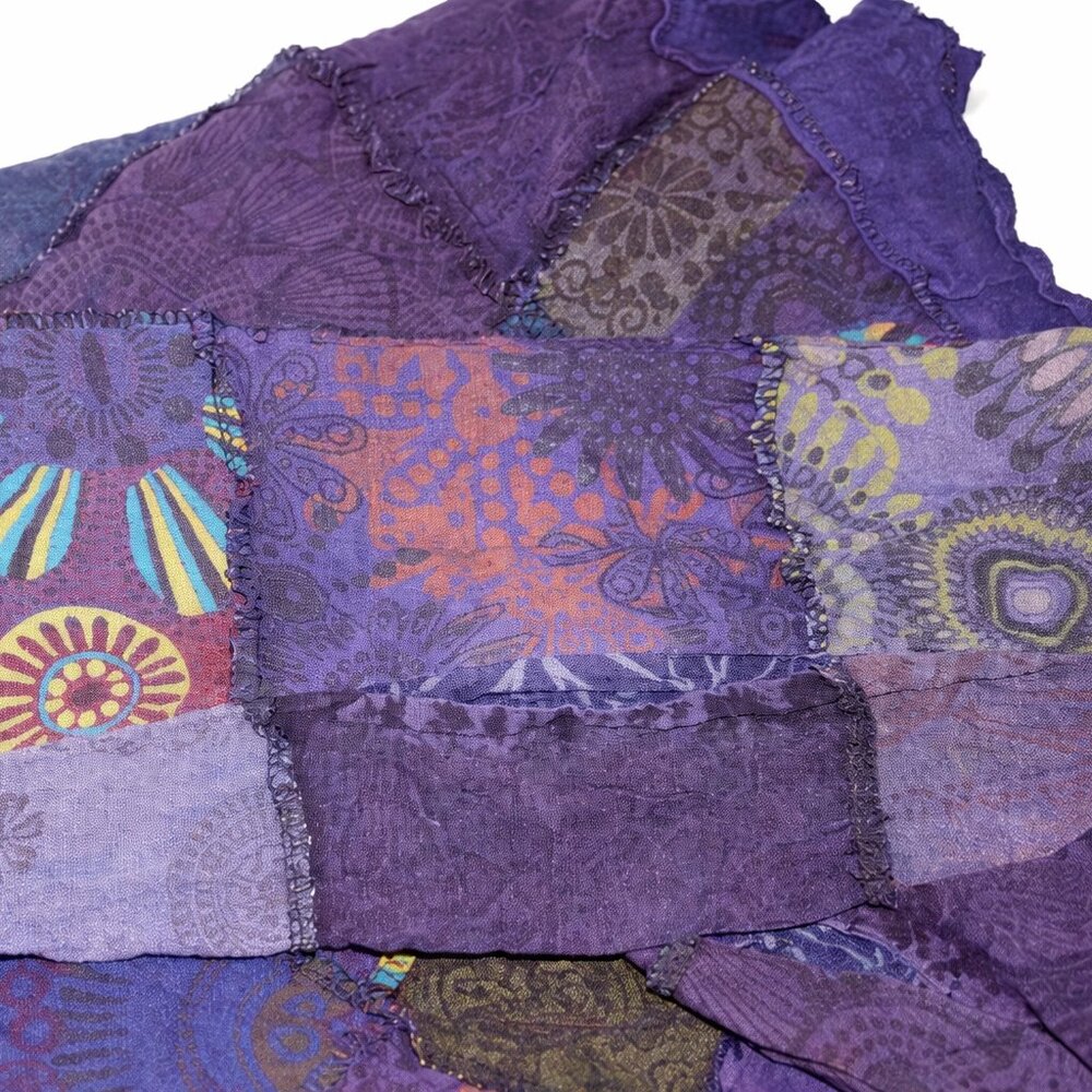 Washed boho hippy patchwork bohemian flared cotto… - image 3